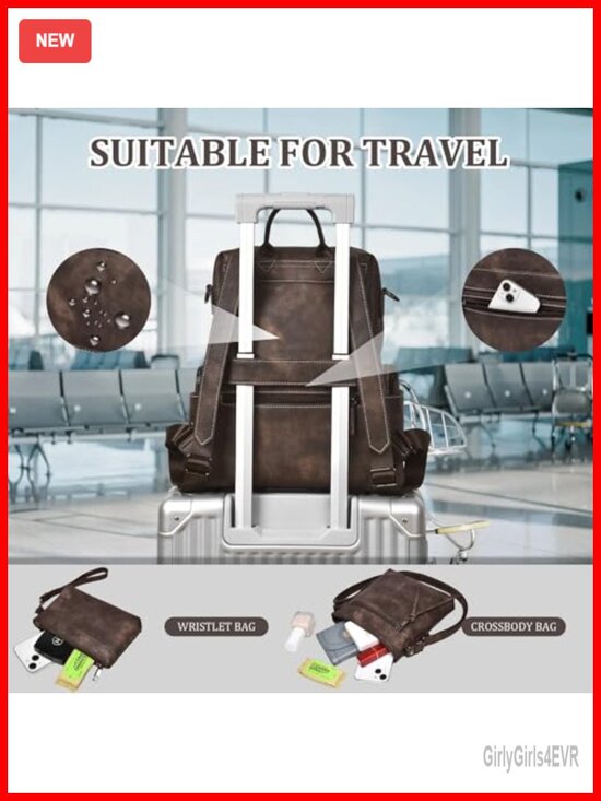 PU Leather Convertible Backpack Purse 3-Piece Set Travel Handbag main image 6
